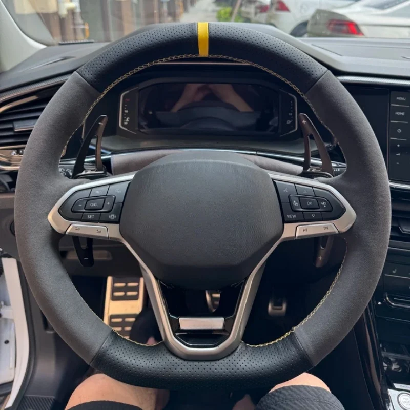 

Hand-Sewn Suede Car Steering Wheel Sagitar Tanyue Passat Bora Tiguan Car Interior Accessories For Volkswagen Magotan
