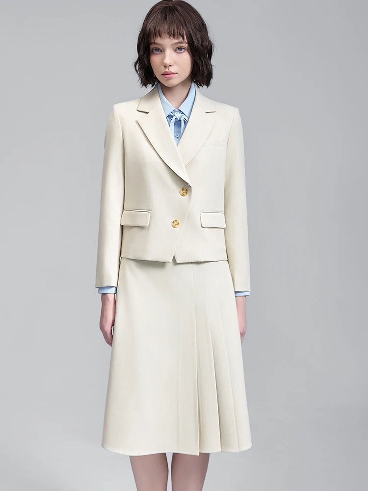 

Женский деловой костюм с юбкой, женский костюм с длинным рукавом, женский комплект из двух предметов, блейзер