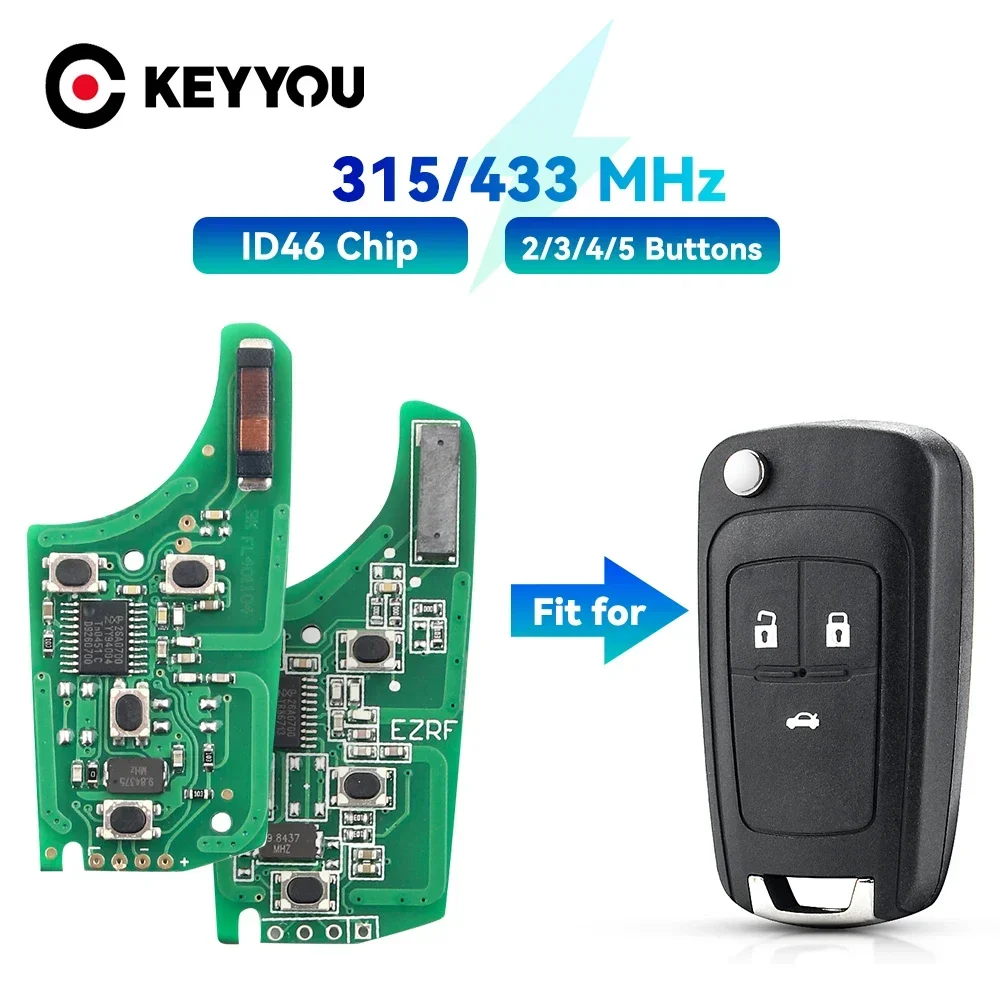 KEYYOU 315/433MHz ID46  Remote Car Key Circuit Board for Chevrolet Cruze Camaro Aveo Malibu Opel Buick 2/3/4 Buttons
