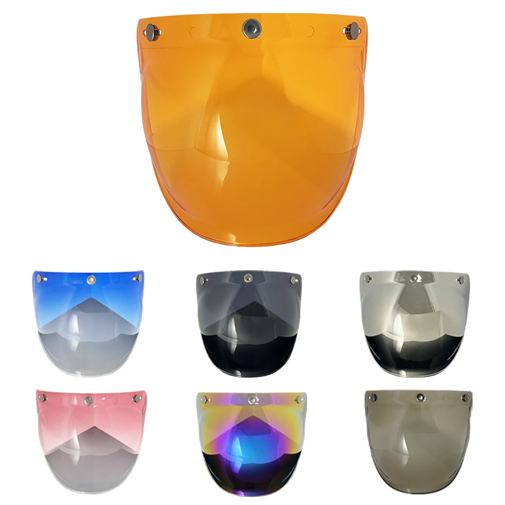 

Retro Shield 3 Snaps Bubble Visor Open Face Helmet Universal Fit Anti-Scratch High Clarity UV Protection Motorcycle Accessories
