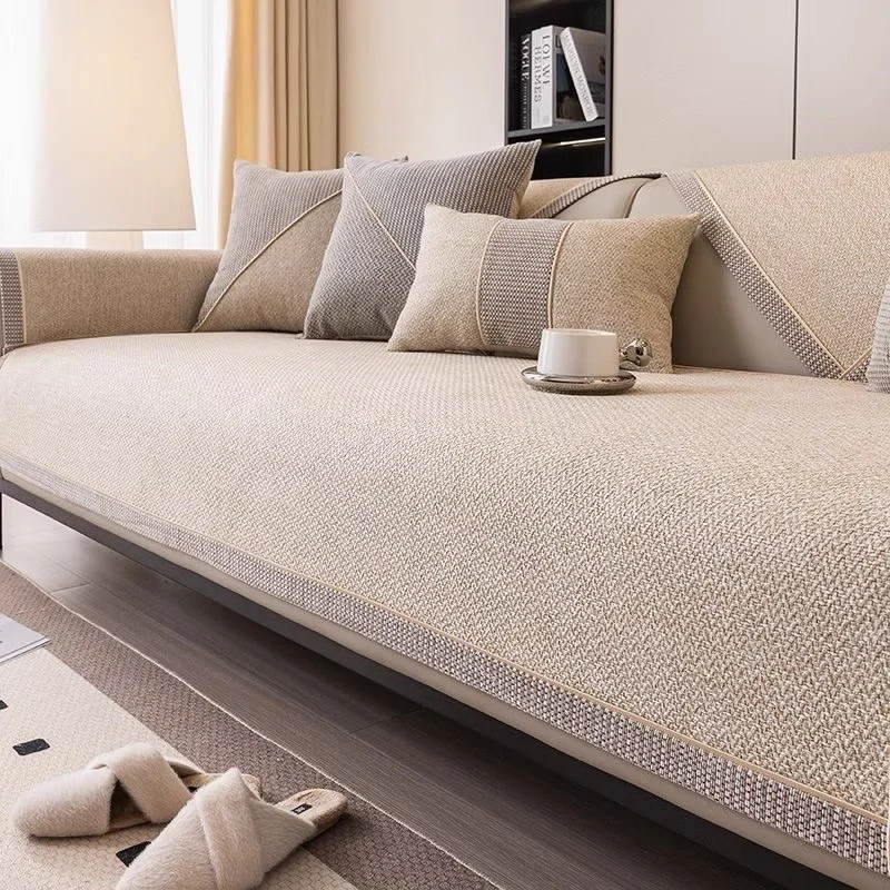 1PC Cotton Linen Sofa Cover for Living Room Solid Sofa Cushion Non-Slip Couch Armrest Backrest Mat Home Furniture Protector Pads