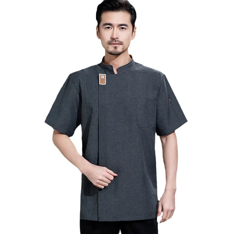 Short-sleeved Chef Overalls Breathable Restaurant Catering Baking Cafeteria Canteen Kitchen Men and Women Overalls