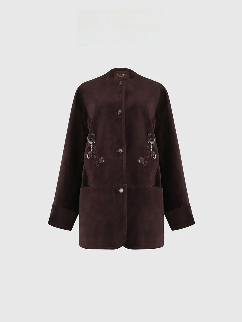 

Винтажное женское пальто Baatone с ручной вышивкой, кофейного цвета, немнущееся, приталенное, из хлопка, с длинными рукавами, на пуговицах