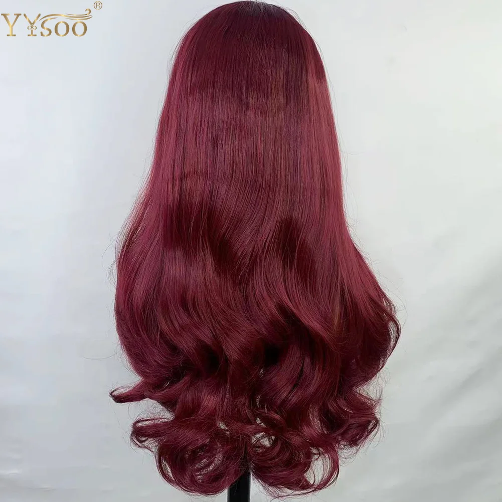 YYsoo Lange 99J Burgundy13x6 Futura Synthetische Haar Spitze Front Perücken für Frauen Körper Welle Wärme Beständig Glueless Rot Perücke Tiefe teil