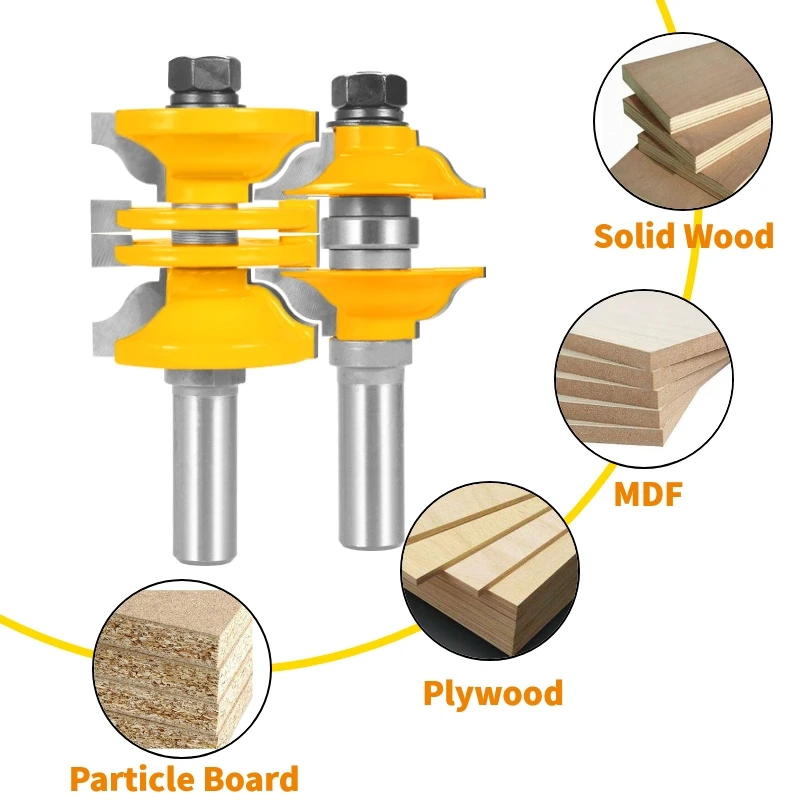 NXWIND 2PCS  Door Cutter Series Router Bit Woodworking Milling Cutter For Wood Tools