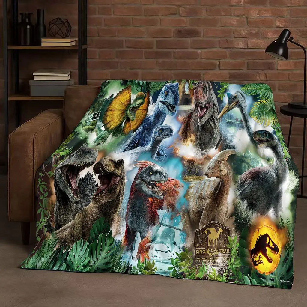 ثلاثية الأبعاد الحديقة الجوراسية ديناصور الكرتون الفانيلا بطانية ، فائقة النعومة الدافئة أفخم رمي للمنزل غرفة نوم غطاء أريكة تتحول لسرير مكتب التخييم #4