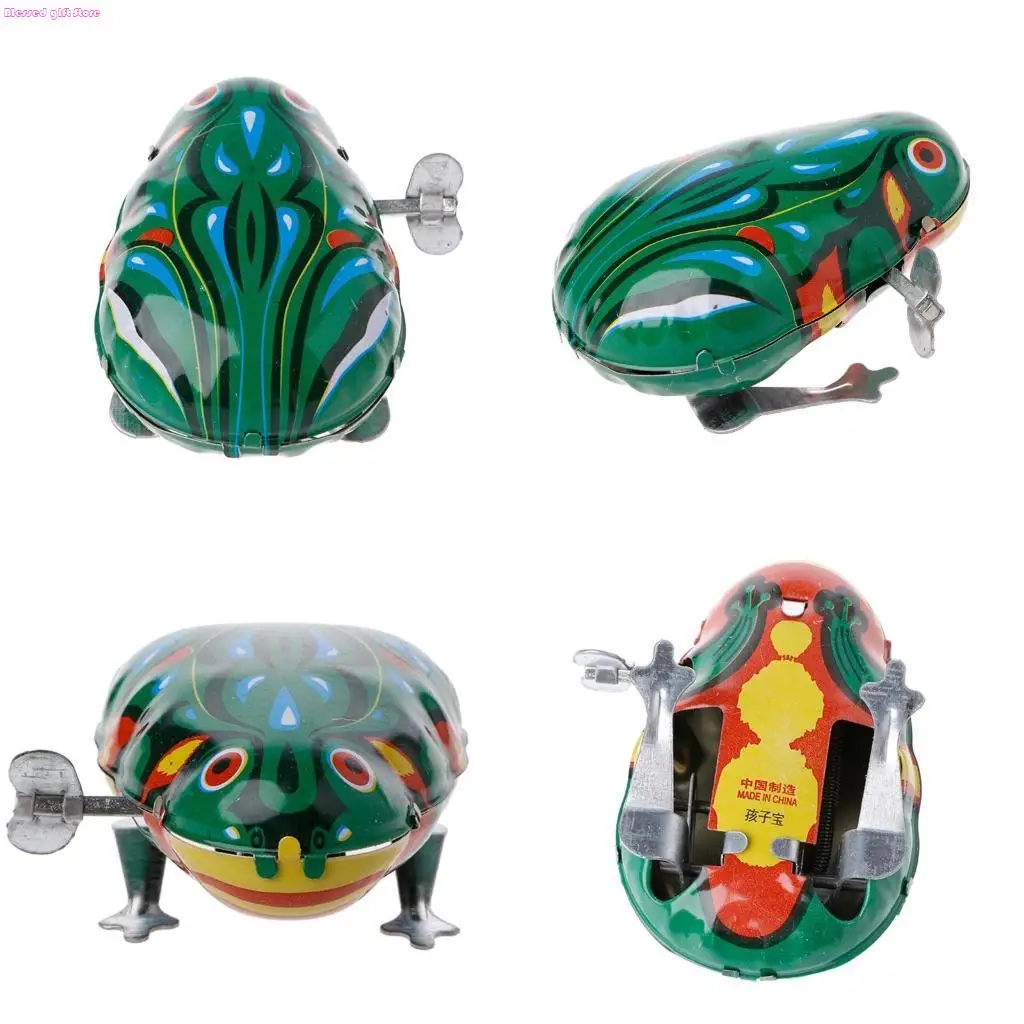 

D0JC Metal Wind-up Jumping for Frog Clockwork Tin Children Funny Game Vintage f