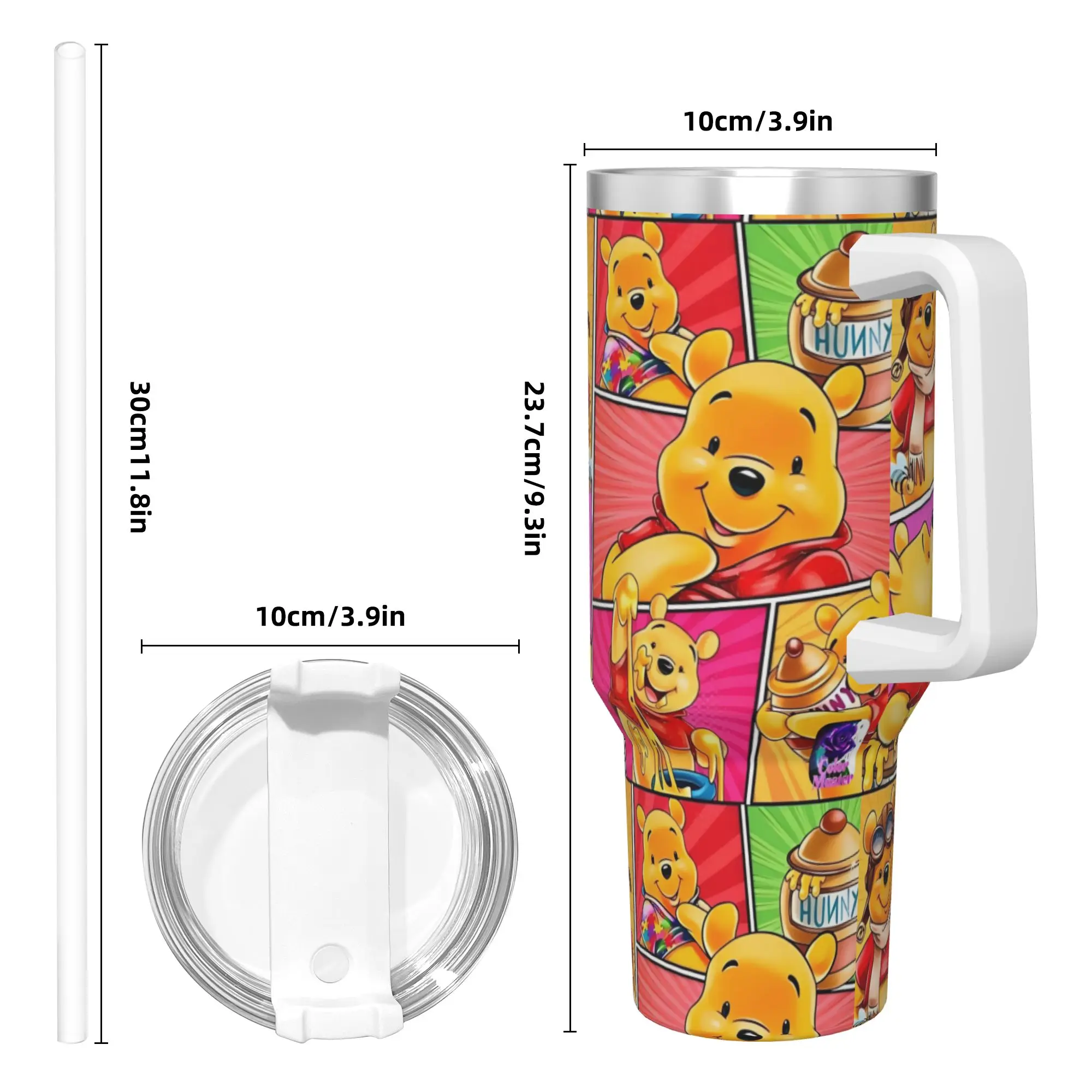 Anime Cartoon Winnie The Pooh Stainless Steel Tumbler Thermal Mug With Straws and Lid Large Capacity Mugs Cup Water Bottle - view 3