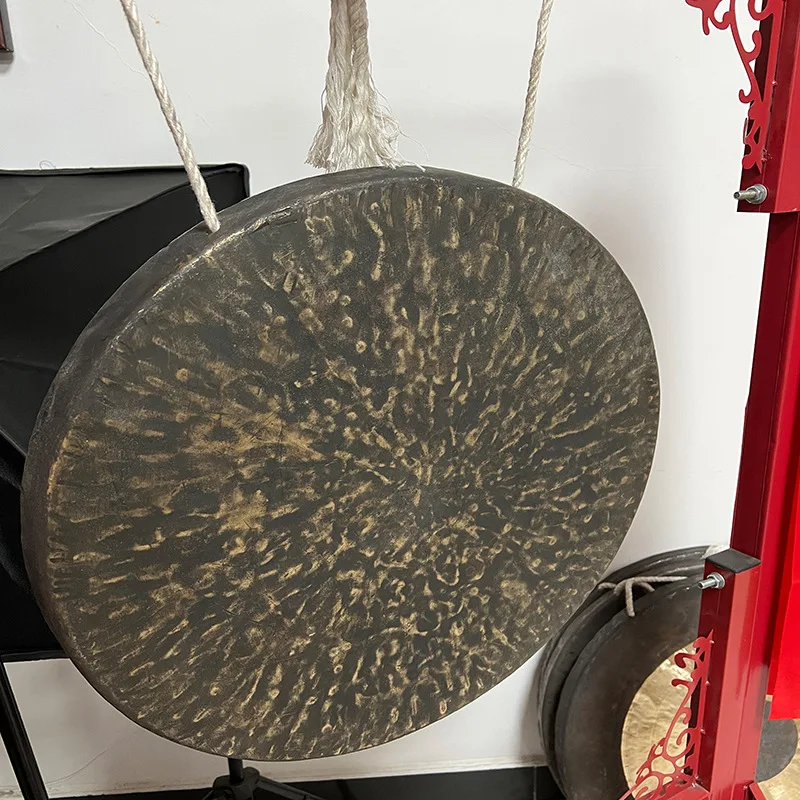Bronze hand-tuned 50 cm high-sided flat  flat-bottomed big  bass big  pure copper old-fashioned black gong