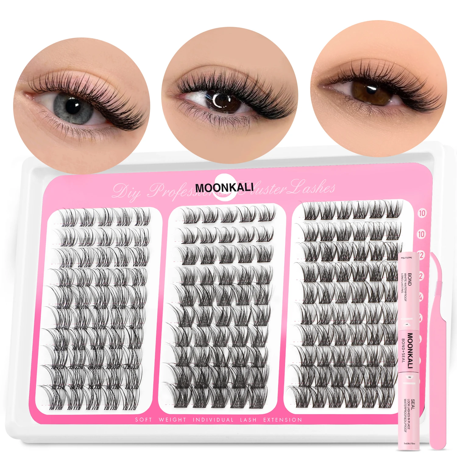 ムーンカリ ラッシュクラスター まつげエクステキット ウィスピー インディビジュアル ラッシュクラスター DIY まつげエクステキット ナチュラルルック ラッシュ