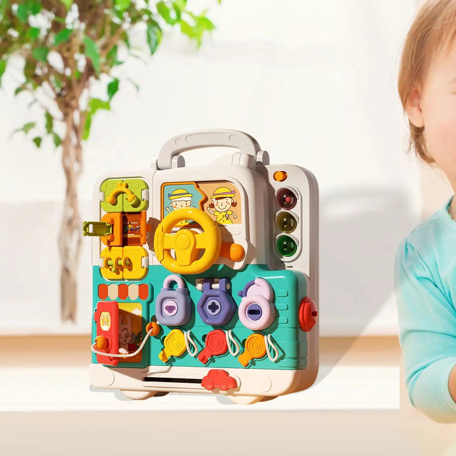 

Музыкальная развивающая доска-бизиборд с переключателями, дорожная игрушка, обучающая сценариям одевания, цветная