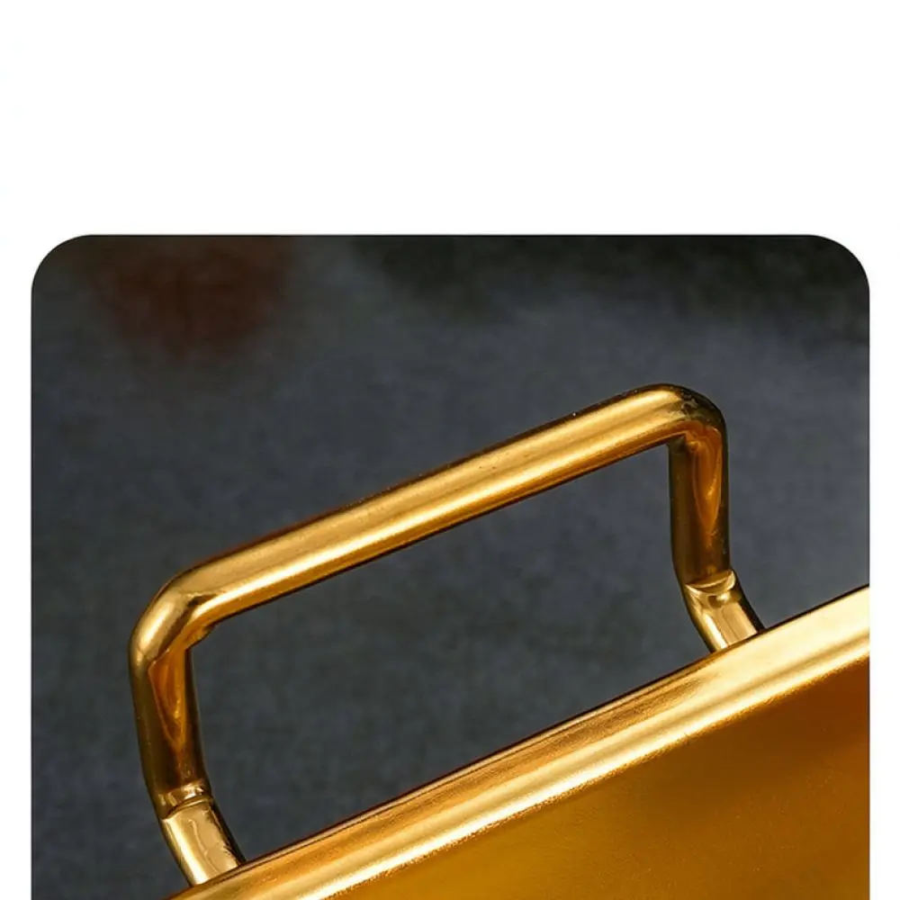 Elegant Gold Square Serving Dish Stainless Steel Snack Platter With Lid Practical Kitchen Tableware For French Fries Dessert