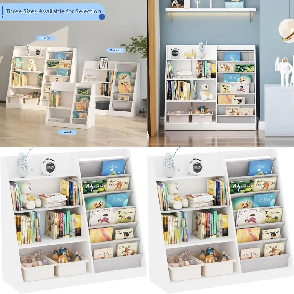 

Детский деревянный стеллаж для книг и хранения вещей для малышей, с регулируемыми полками, идеально подходит для игровых комнат, спален, детских садов и школ