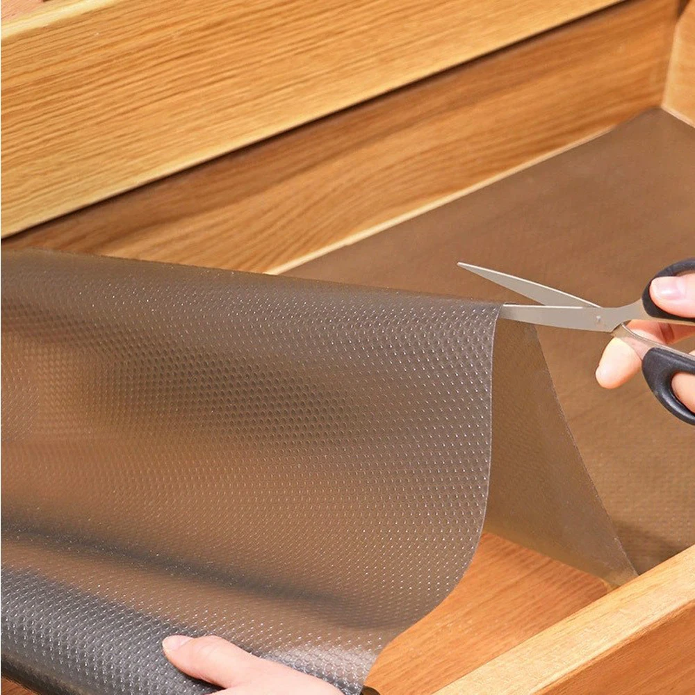 1 roll 30cmx150cm Translucent PEVA Drawer Mat Kitchen Refrigerator Waterproof Mat Anti-slip Cabinet Mat Can Be Cut Shelf Liner