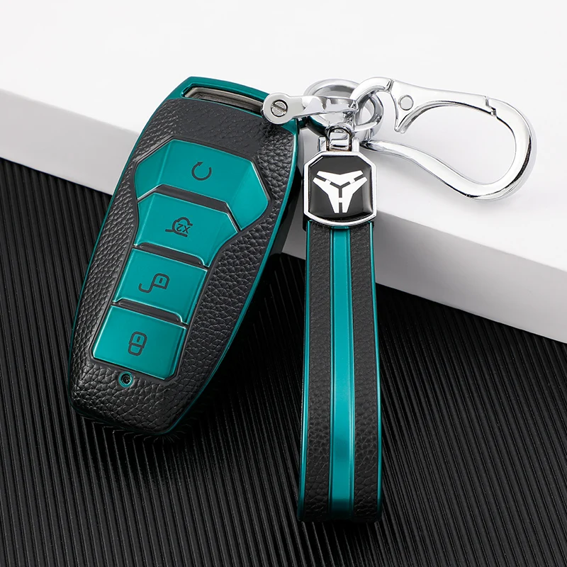 Leather TPU Car Key Case Cover Shell for BYD Tang DM 2018 Yuan EV Qin Pro Song Max Smart Key Protector Auto Accessories