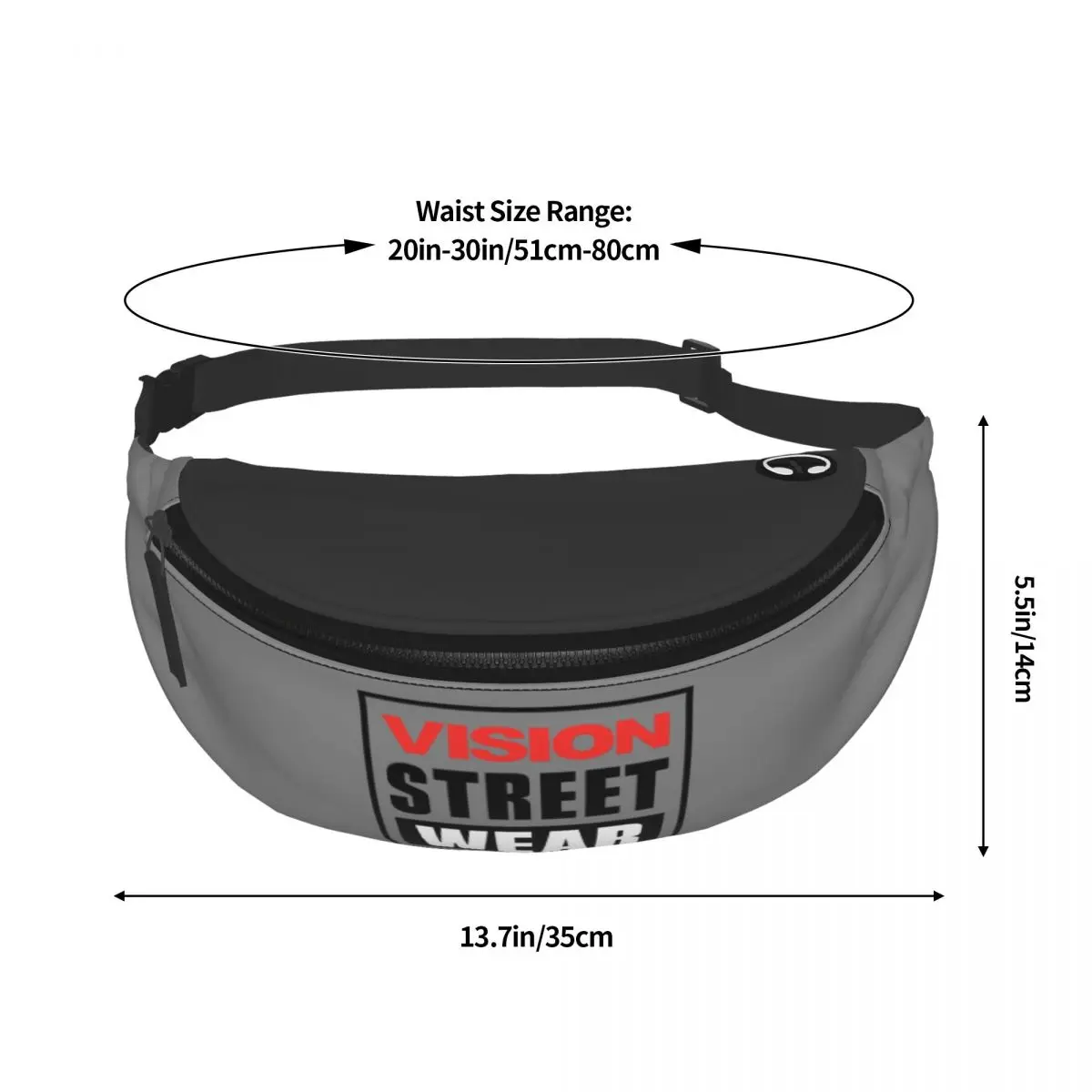 Customized Vision Street Wear Fanny Pack for Men Women Fashion Crossbody Waist Bag Travel Hiking Phone Money Pouch