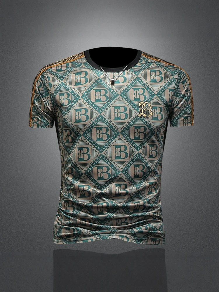 

Men's Slim Fit round Ne ort Sve T-irt Breathable Summer New Sle Korean Version Faionable Polyester Fiber irt