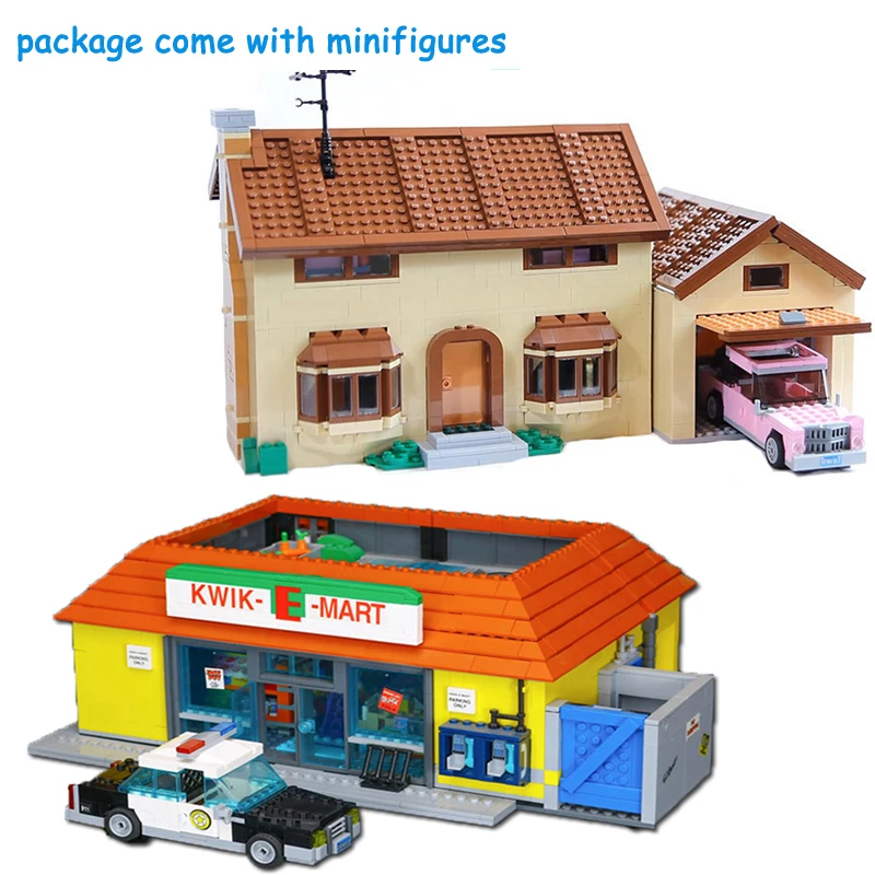 IN STOCK The Kwik E Mart And Supermarket House Model Building Blocks Bricks 16004 16005 71016 71006 Toys Birthday Christmas Gift