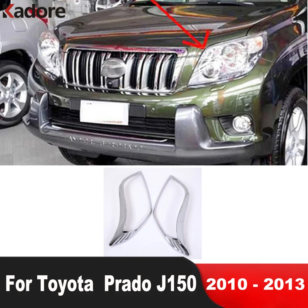 Front Head Light Lamp Cover Trim For Toyota Prado FJ150 2010 2011 2012 2013 ABS Chrome Car Headlight Molding Trims Accessories