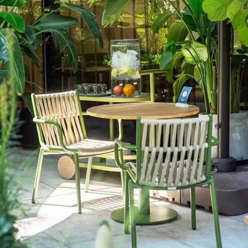 

Nordic outdoor tables and chairs courtyard balcony open-air garden rattan leisure B & B coffee shop hotel designer rattan chair