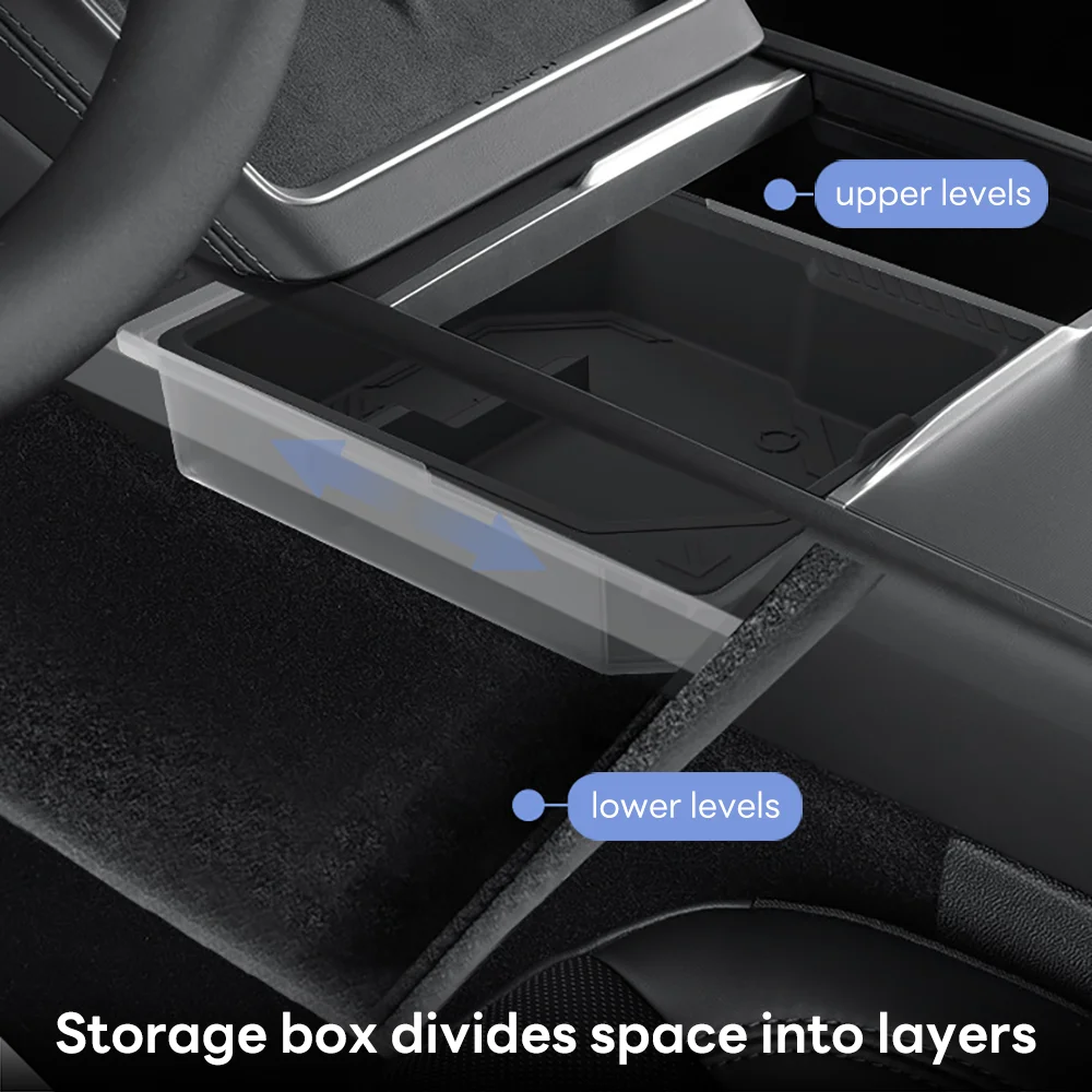 Für Tesla Neues Modell Y 2026 Launch Juniper ABS mit Silikon-Antirutschmatte Konsole & Armlehnen-Aufbewahrungsbox Oberer und Unterer Getränkehalter – Detail 24