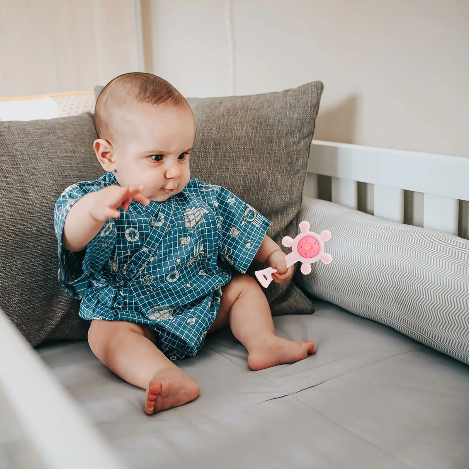 Anneau de dentition en Silicone pour grande roue, pour soulager la dentition, hochet doux pour bébé avec son doux, favorise les mains et les yeux