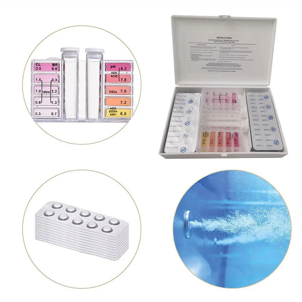 Messen Sie den Chlor brom-und pH-Wert mit diesem Poolwasser-Testkit, das sich perfekt für Schwimmbäder eignet