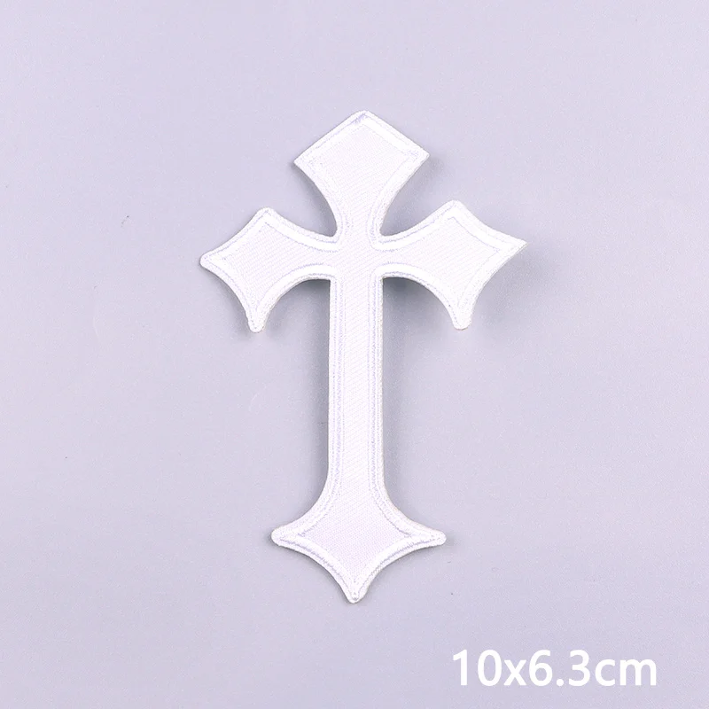 Jesus-Kreuz-Stickerei-Aufnäher für Kleidung, Gold-Silber-Kreuz-Aufnäher zum Aufbügeln für Kleidung, Persönlichkeits-Applikationen, Basteldekoration – Detail 5