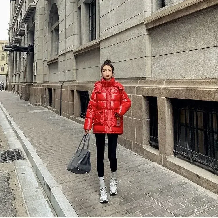 Bright Down Jacket Women Winter Clothes Fashion New Thick Zipper Full Short Winter Jacket Coat Euro-America Style