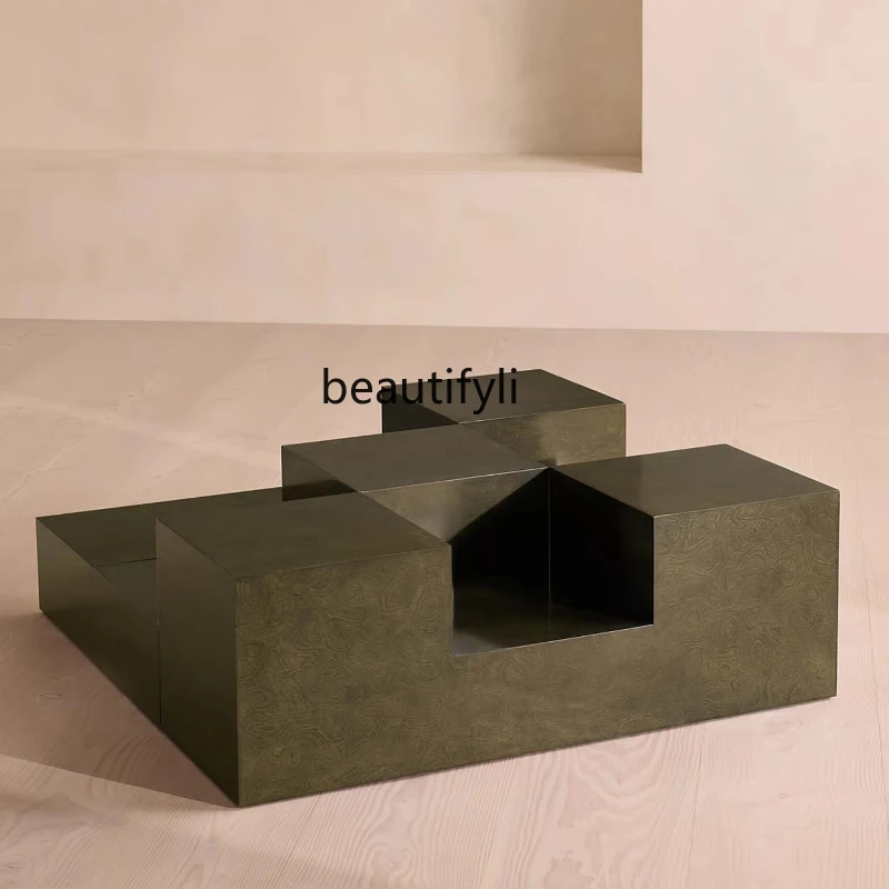 

Vintage Coffee Table Set for Living Room, Creative Irregular Shape, Retro Tea Table, Square Shape