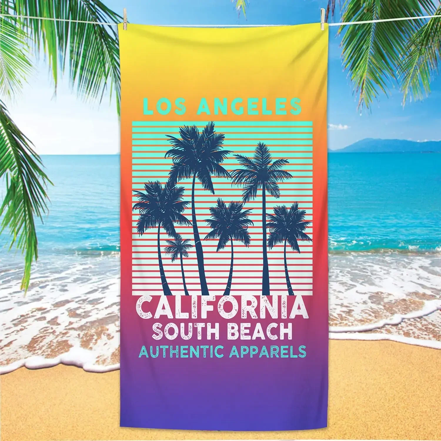 Comfortable Beach Towels Polynesian Turtle Hawaii Plumeria Painting Coconut Tree Camping Towel Gym Yoga Sports Swimming Towel
