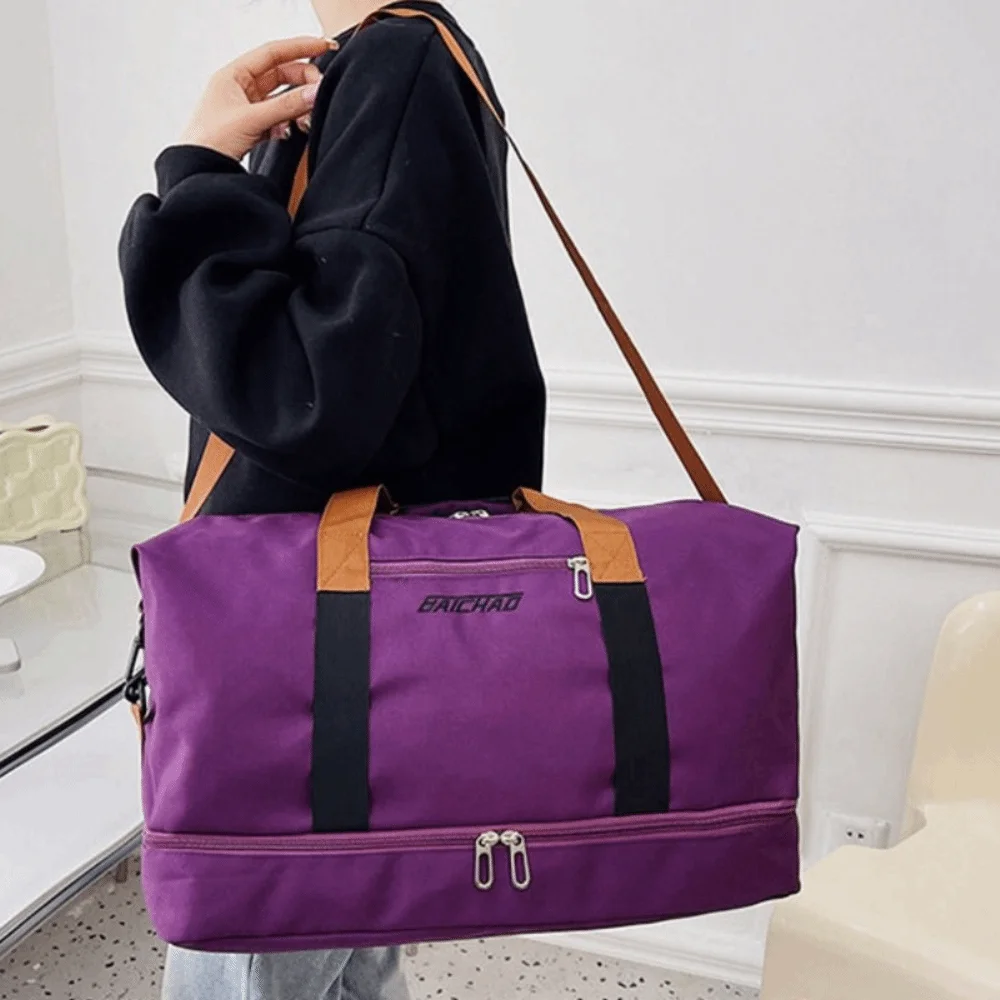 Portable Large Capacity Travel Duffle Bag Waterproof Handheld Travel Luggage Bag Business Trip Sports Messenger Bag Women