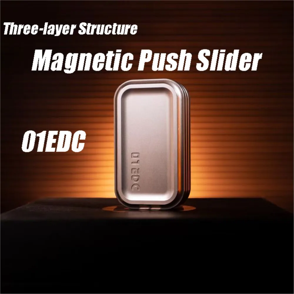 

01EDC Slider-Feeling Three-layer Structure Magnetic Push Slider Metal Toys Metal Fidget Slider Adult Toys