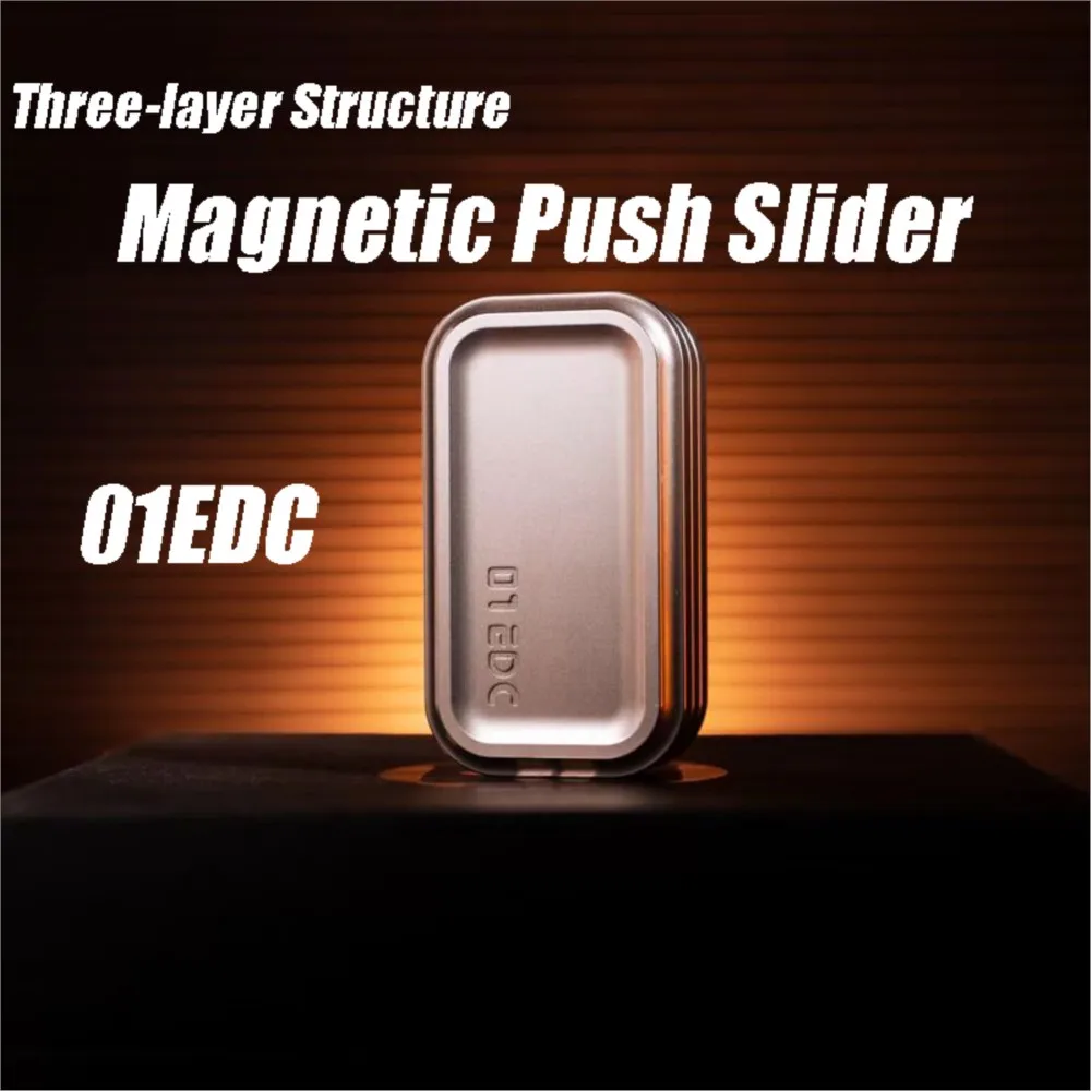 01EDC Slider-Feeling Three-layer Structure Magnetic Push Slider Metal Toys Metal Fidget Slider Adult Toys