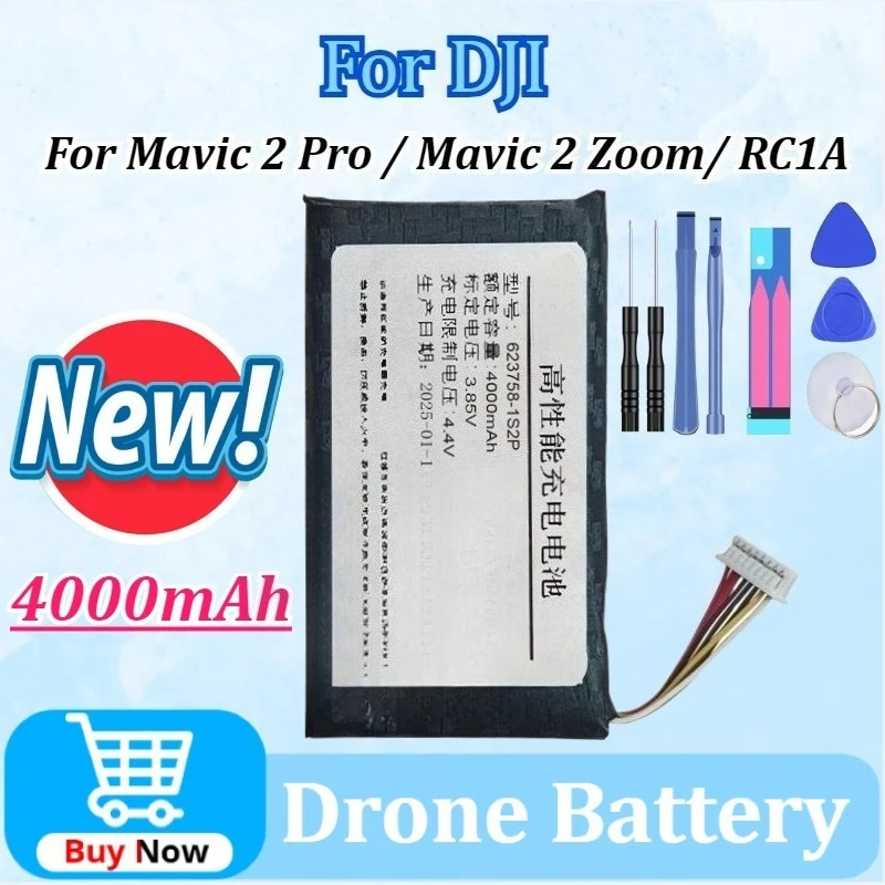 

623758-1S2P 3.85V 4000mAh Replacement Battery For DJI Mavic 2 Pro / Mavic 2 Zoom/ RC1A Remote Controller Batteries+Tools