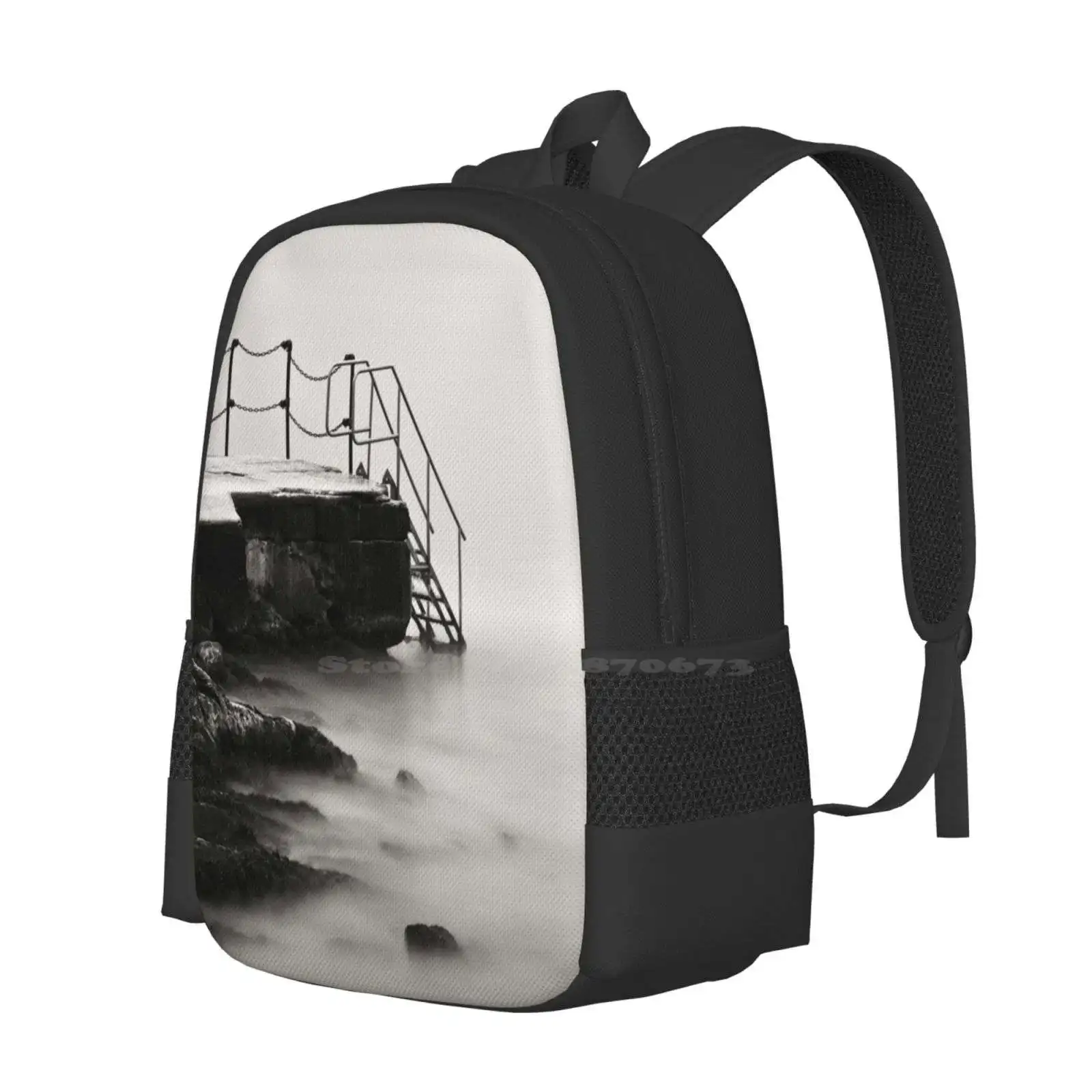 Oslofjord Coastline 01 Hot Sale Schoolbag Backpack Fashion Bags Concrete Exposure Long Norway Oslo Pier Sea Staircase Stairs