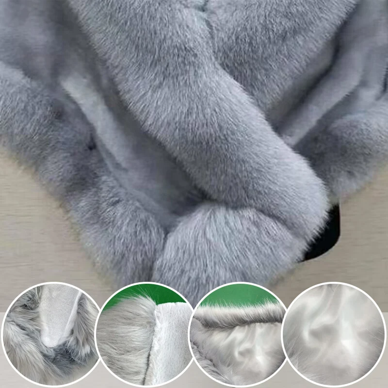 Damski Zimowy Szal z Imitacji Futra Norki i Lisa, Okrycie, Szalik, Bolerko z Imitacji Futra, Szal Ślubny, Peleryna Ślubna, Peleryna do Sukienki, Ciepłe Poncho