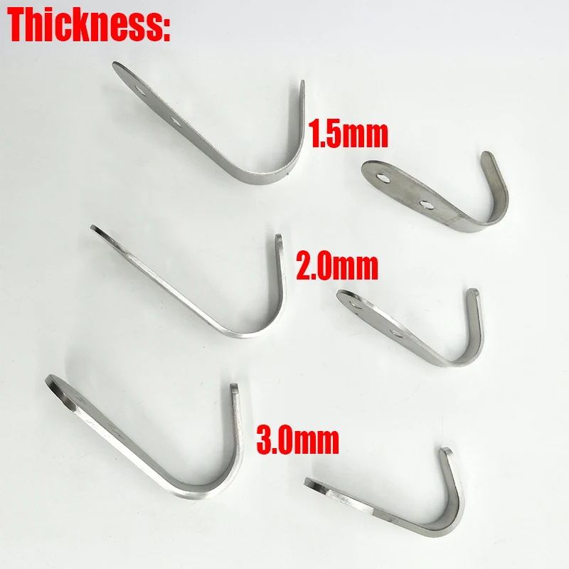 Gancho de pared de acero inoxidable para ropa, ganchos multifuncionales para Toalla de baño, bata y abrigo, 2 piezas, 1,5/2/3mm