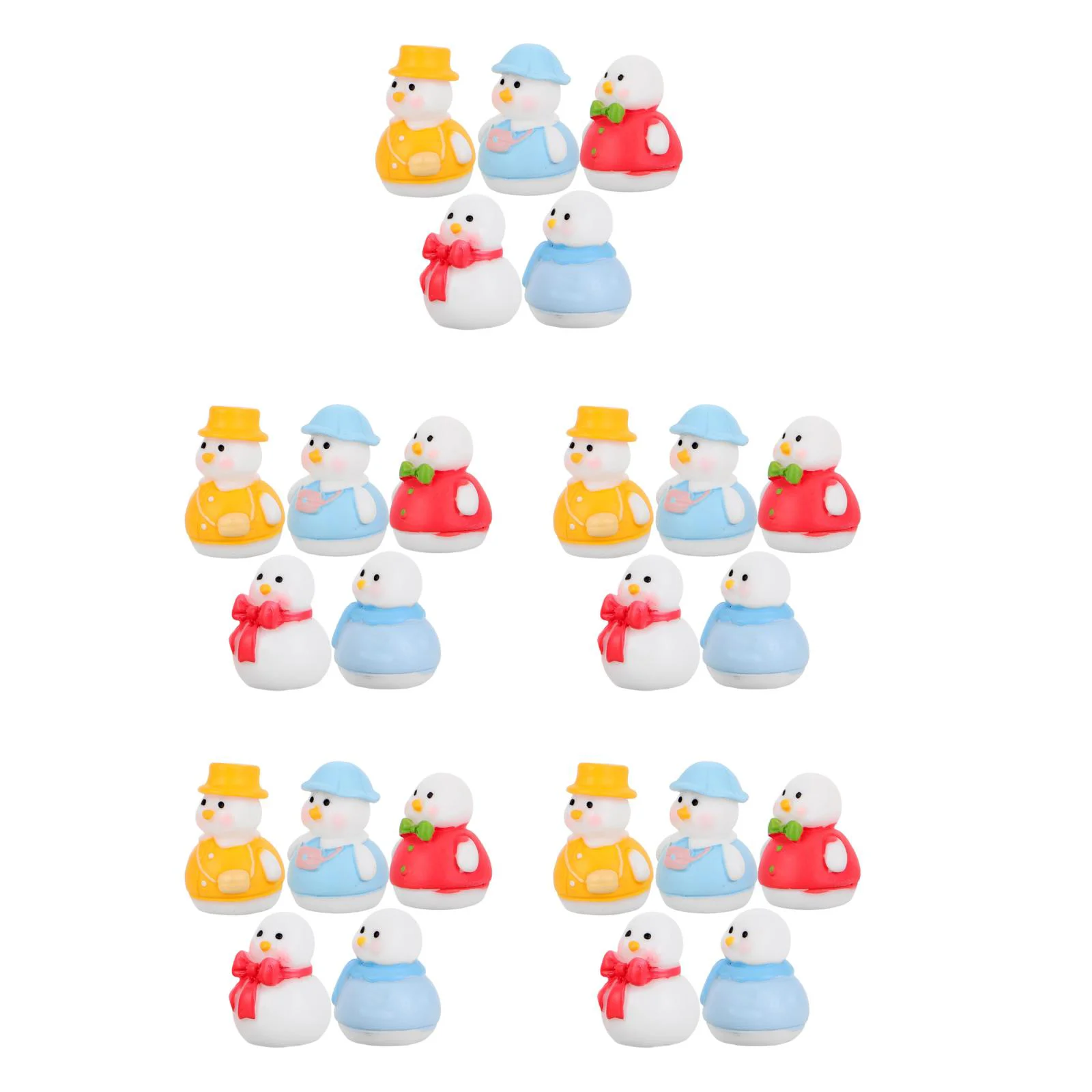 

25 Pcs Miniatures Christmas Snowman Figurines Ornament Mini Resin Snowman Duck Dolls Ornament For Fairy Garden Dollhouse Decorat