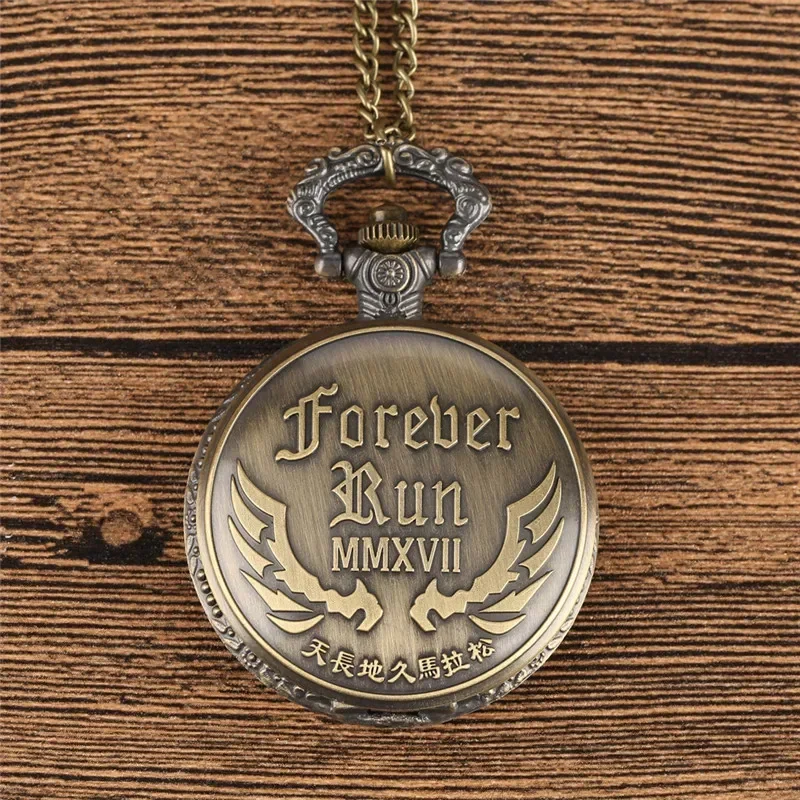 Vintage Pocket Watch for Men Women Arabic Numerals Quartz Analog Watches with Chain Marathon Design Collectable Timepiece Reloj