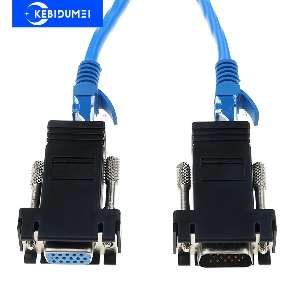 محول VGA RJ45 إلى محول VGA VGA ذكر إلى LAN CAT5 CAT6 RJ45 أنثى شبكة إيثرنت محول RJ45 محول للكمبيوتر الشخصي