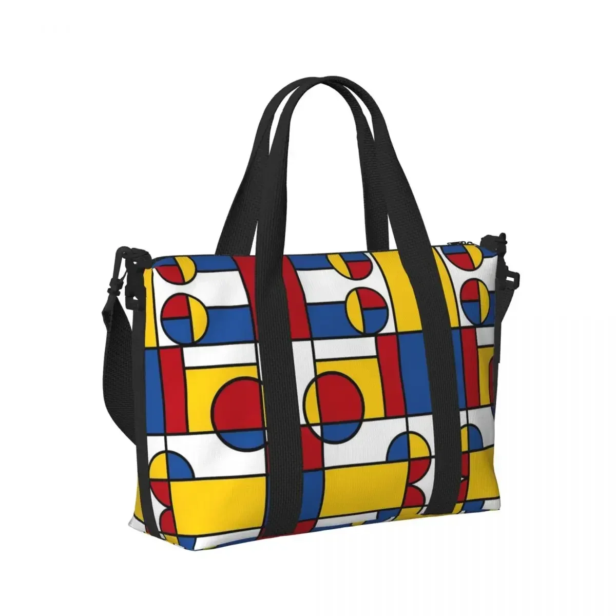 Piet Mondrian De Stijl Beach Travel Bag Large Capacity Tote Bags for Gym Yoga Women Shopping Duffle Shoulder Bag