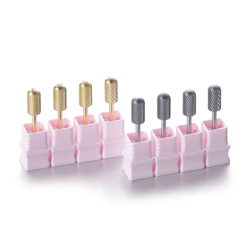 Round Cylinder Tungsten Steel Manicure Drill Bit, Salon Use Gel Nail Removal Nail Polishing Tool