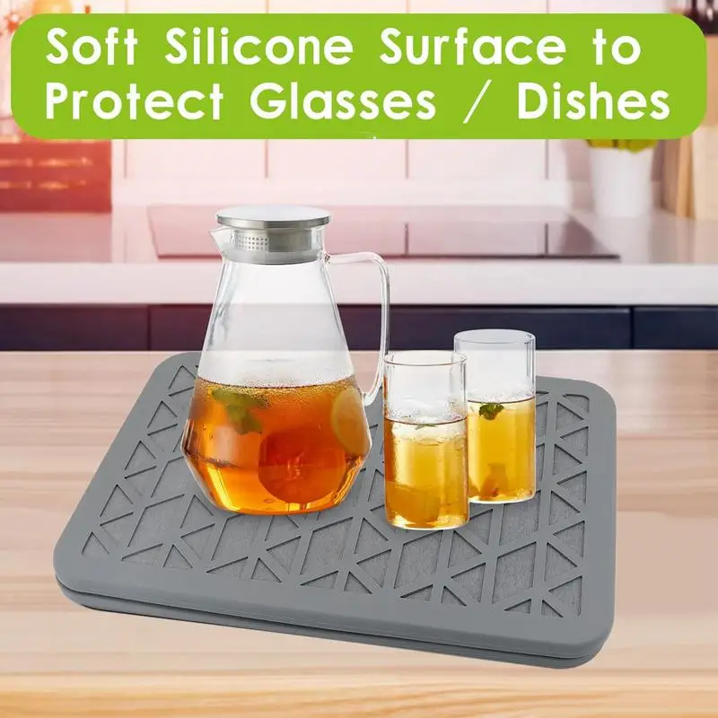 Dish Drainer Mat Super Absorben Drain Pad Diatomaceous Drying Mats Refrigerator Placemats Tableware Supplies Kitchen Accessories