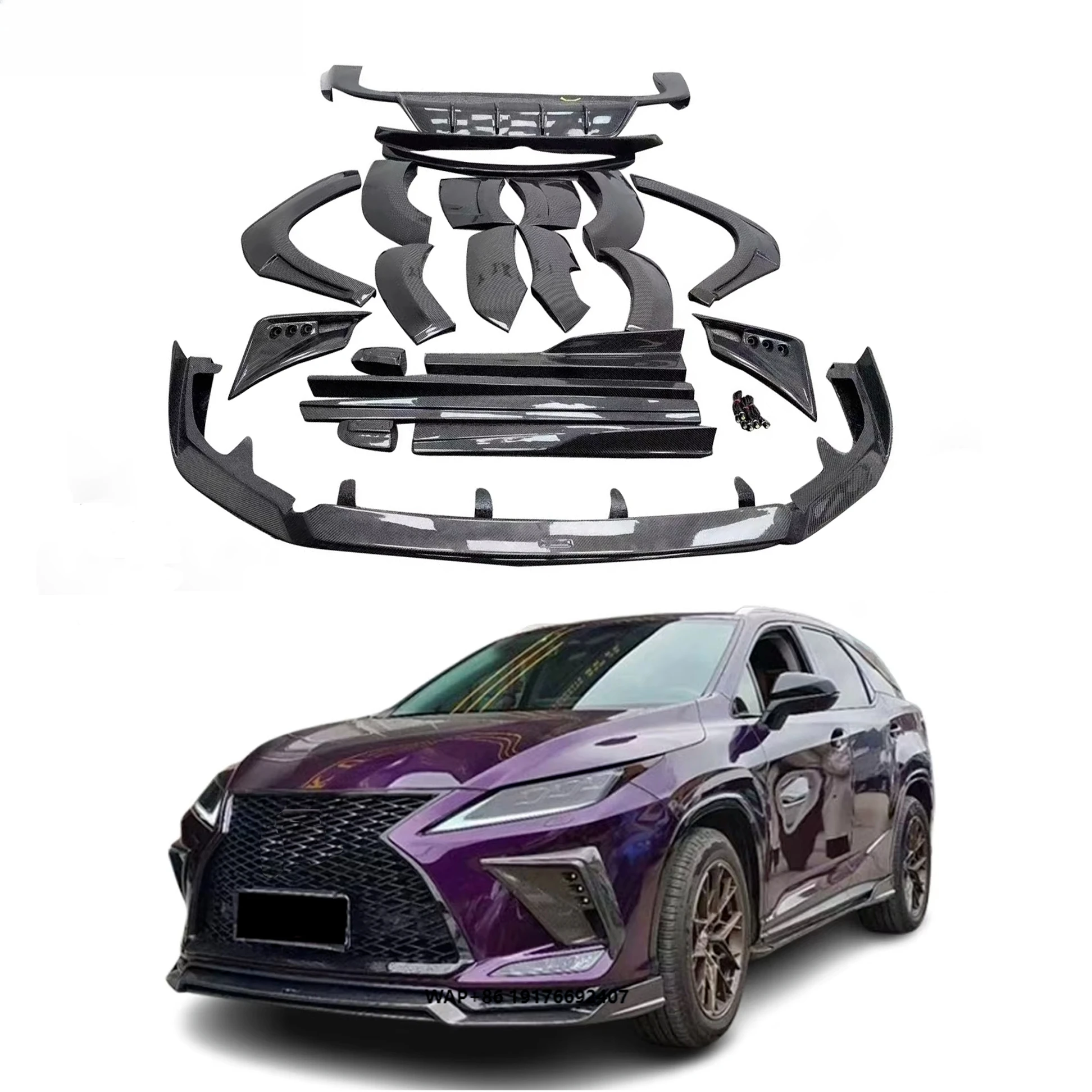 New YICKU 23 Carbon Fiber Body Kit for RX - Front Lip/Rear Diffuser/Wheel Eyebrow/Side Skirts (High Quality Bolt-On)