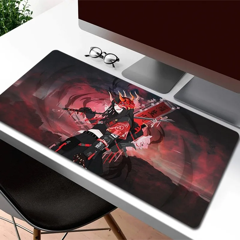 

Gaming Mousepad Japanese Warrior Locking Edge Mouse Pad Gamer Rubber Computer Mouse Mat Game HD Print Desk Mat Large Table Mats