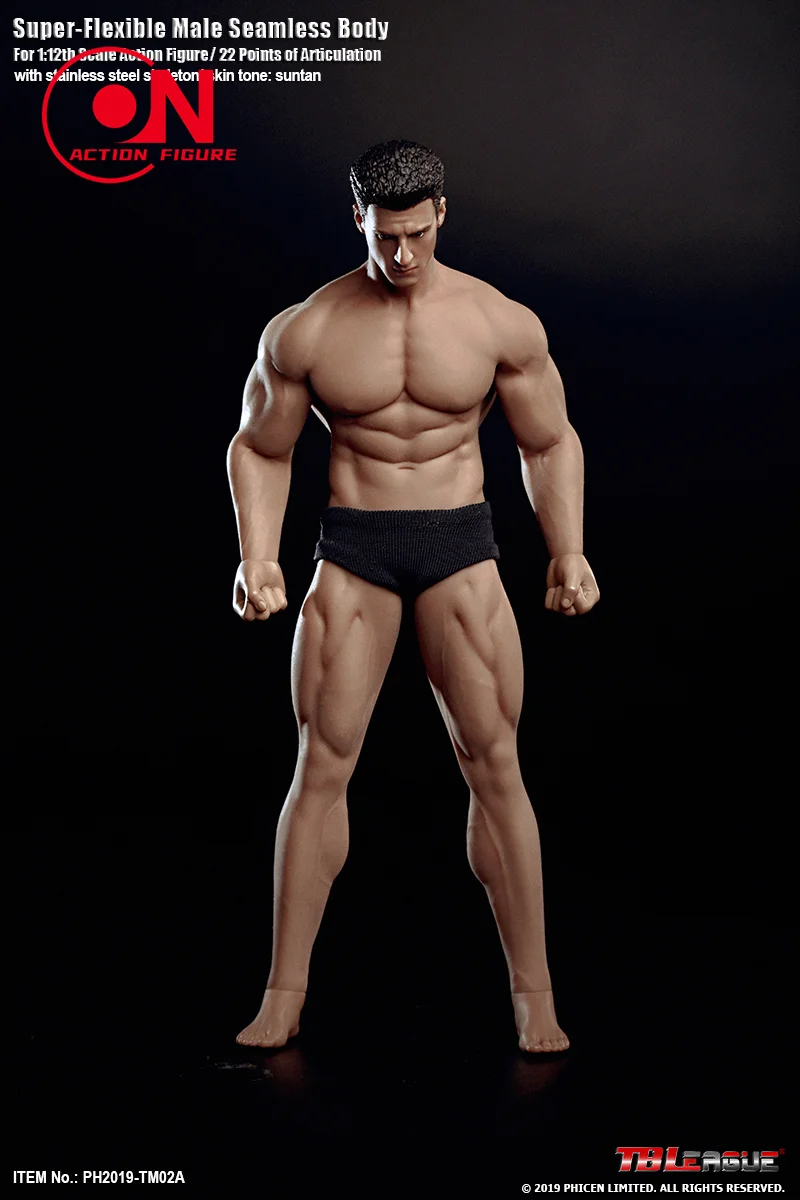 TBLeague corpo sem costura com cabeça Sculpt, Super flexível Action Figure Model, macho bronzeado, PH2019-TM01A, TM02A, 6 ", 1, 12 Escala