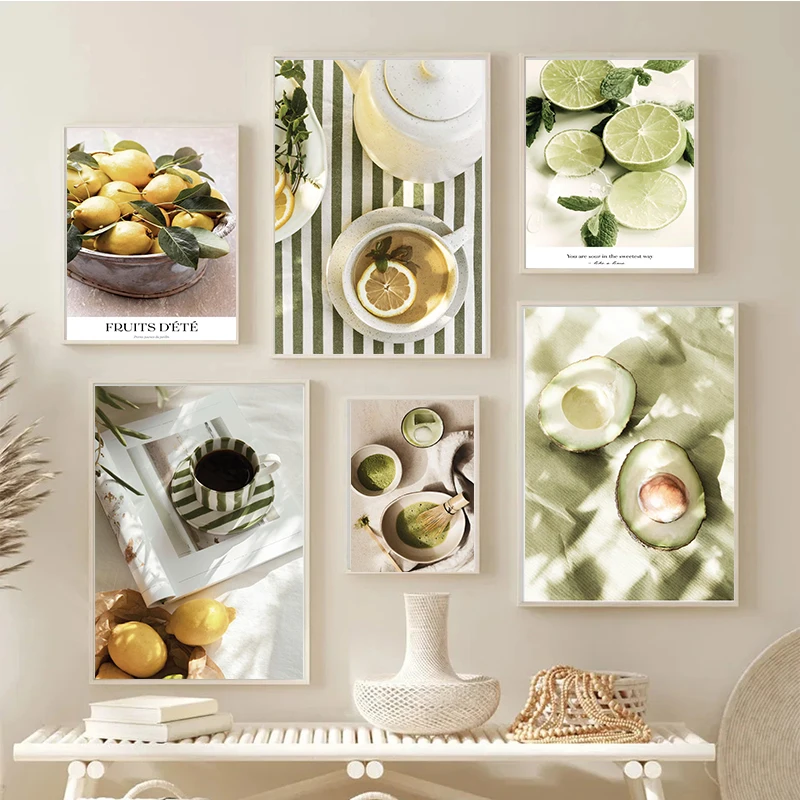 1pc frameless Canvas Painting Autumn Lemon Olive Fruit Harvest Poster Prints Cars and Plants Landscape Wall Art Canvas Painting