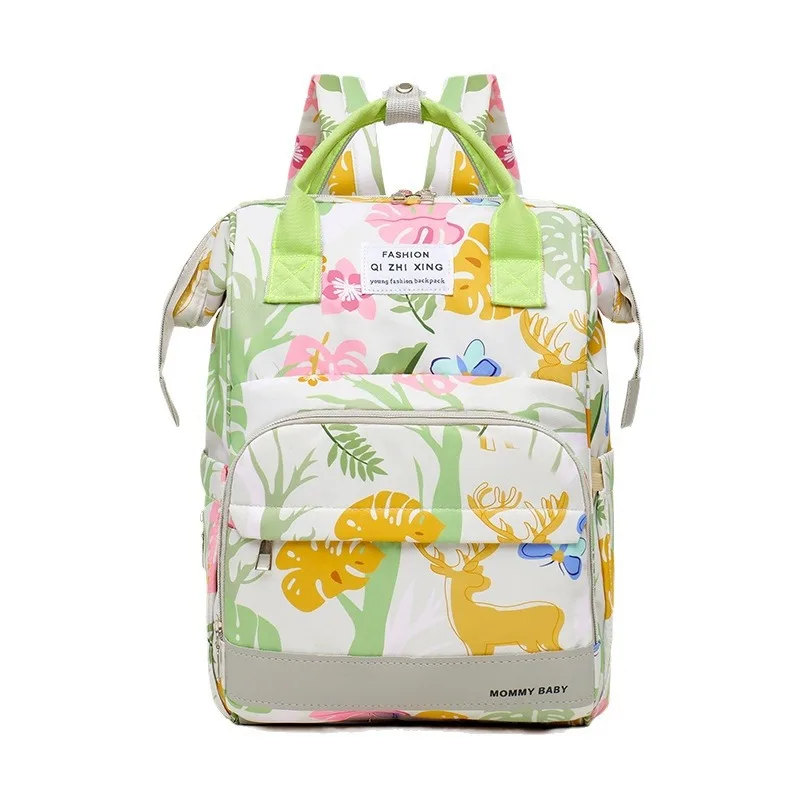 Mochila de pañales con estampado de moda, bolsa de gran capacidad para mamá, bolsas de pañales de viaje multifunción para exteriores, artículos para