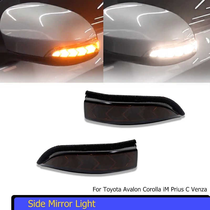 

Car Amber LED Front Side Mirror Turn Signal Lights w/ White Welcome Light For Toyota Avalon/Corolla/Corolla iM/Prius C/Venza 12V